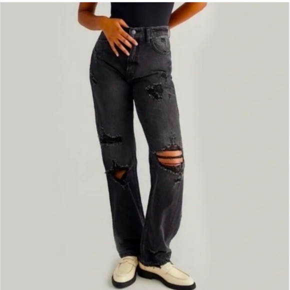 Free people‎ we the free x CRVY straight shooter jeans size 24 black Wash gray - Picture 1 of 5